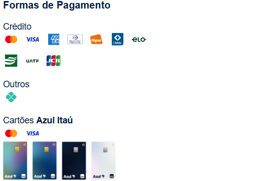 Formas de Pagamento
